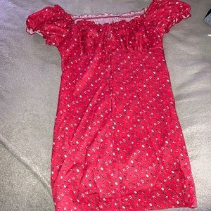 Red floral dress